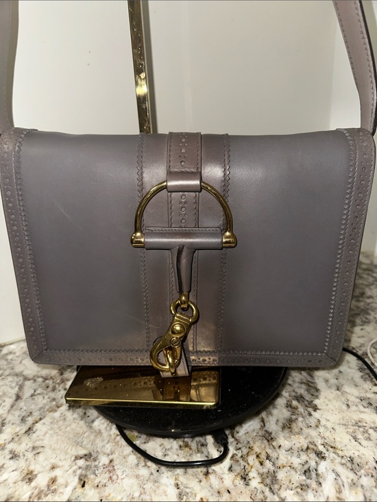 Gucci Handbags - Gucci Gray Leather Shoulder Bag with Gold Hardware. PREOWNED (AUTHENTIC)